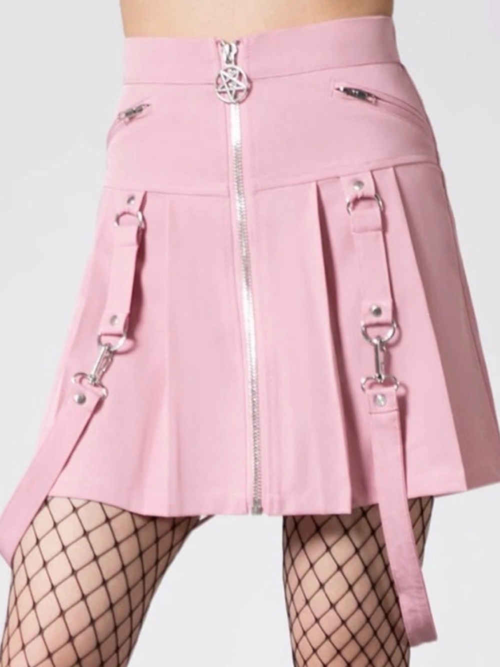 Killstar Blaire B*itch Pastel Pink Suspender Pleated Mini Skirt Size XXL